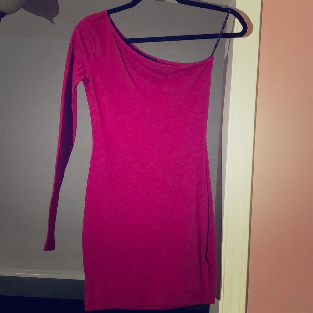 Long sleeve one shoulder dress